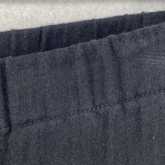 EILEEN FISHER Pants PS Organic Cotton Crinkle Gauze Tapered Ankle Pull On Black - Picture 6 of 12